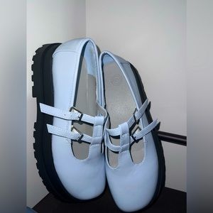 Urban Outfitters Tonia Double-Strap Treaded Mary Jane Ice Blue Patent shoes